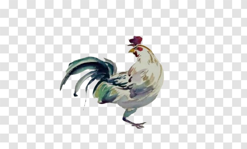 Rooster Chicken Painting - Feather - Cock Color Ink Material Picture Transparent PNG