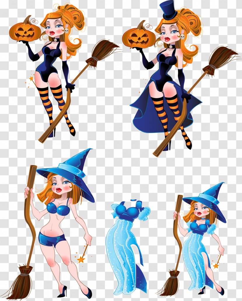 Halloween Witchcraft Clip Art - Cartoon - Vector Witch Transparent PNG