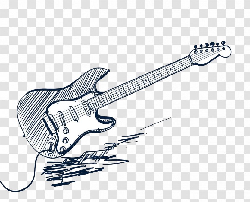 Drawing Electric Guitar Sketch Vector Graphics - Cartoon Transparent PNG
