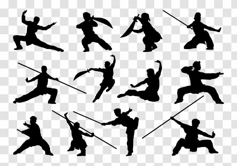 Silhouette Kung Fu Chinese Martial Arts Wushu - Flying Kick - Karate Transparent PNG