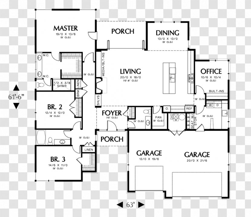 House Plan Floor Ranch-style Transparent PNG