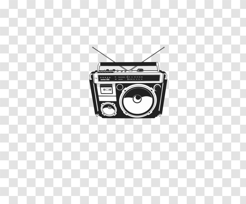 1980s Boombox Compact Cassette Clip Art - Electronics - Black Radio Transparent PNG