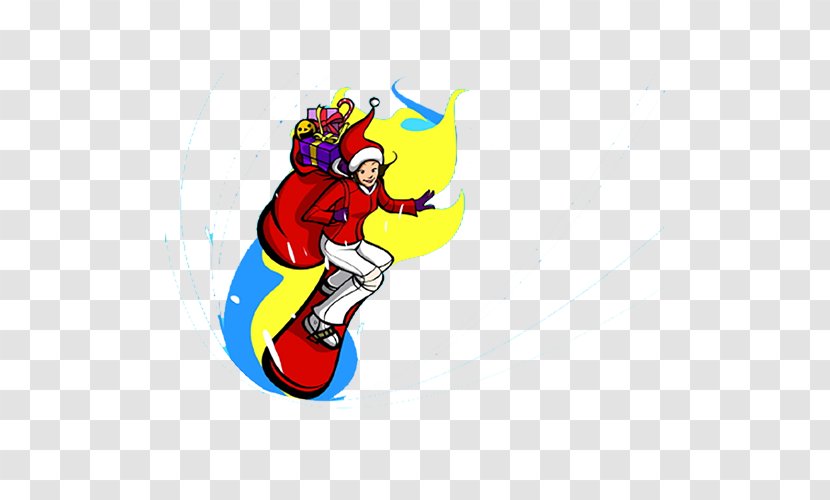 Santa Claus Christmas Gift Illustration - Red Creative Skateboard Transparent PNG