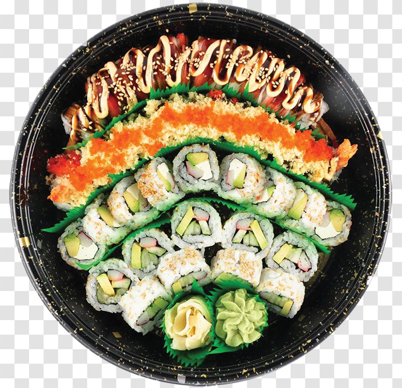 California Roll Sushi Gimbap Vegetarian Cuisine Food - Seafood Platter Transparent PNG
