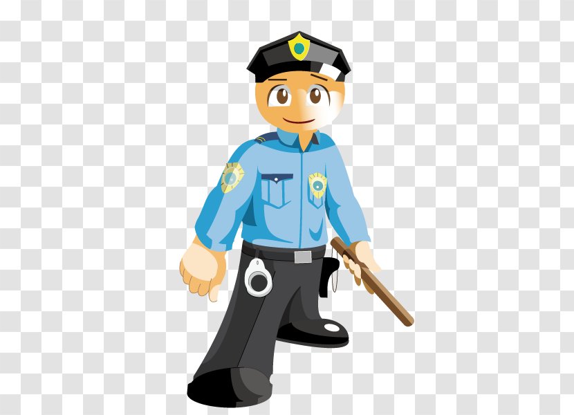 Police Cartoon Security Guard Career - Baton - With Batons Transparent PNG