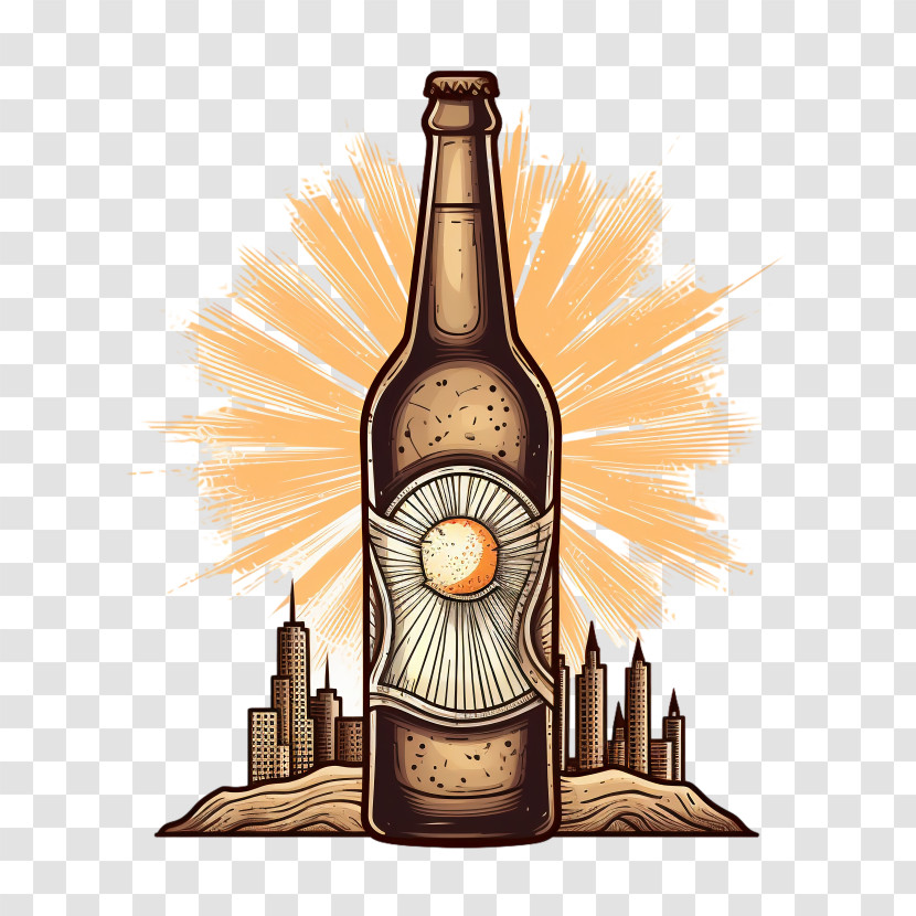 Beer Bottle - Bottle With Cityscape Background Transparent PNG