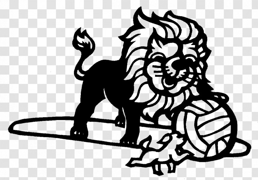 Pekingese Shih Tzu Lion Papercutting - Black And White - Hand-painted Lines Playing Ball Transparent PNG