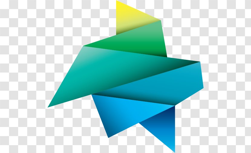 Paper Origami Clip Art - Turquoise - Bird Logo Vector. Transparent PNG
