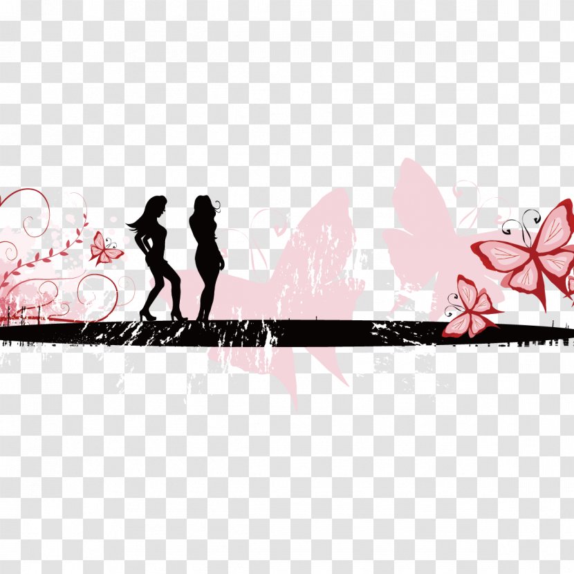 Dance Silhouette Character - Pink - And Butterfly Transparent PNG