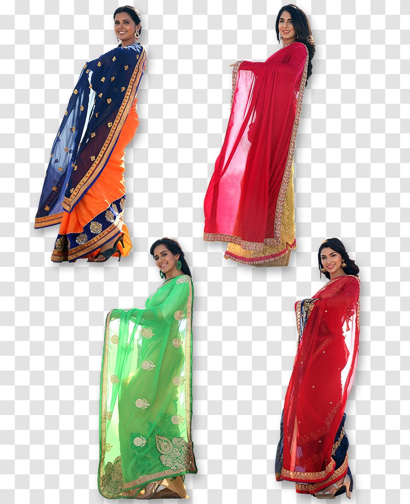 Sari Designer Dupatta Dress - Sandal - Design Transparent PNG