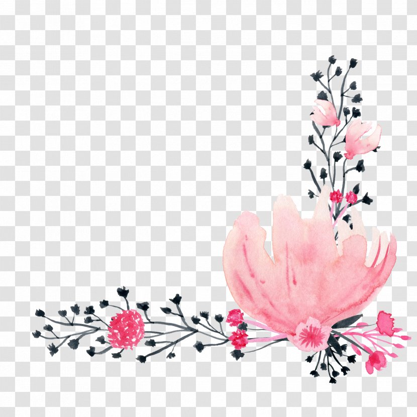 Watercolor Painting Drawing Ink - Pink Flowers Transparent PNG