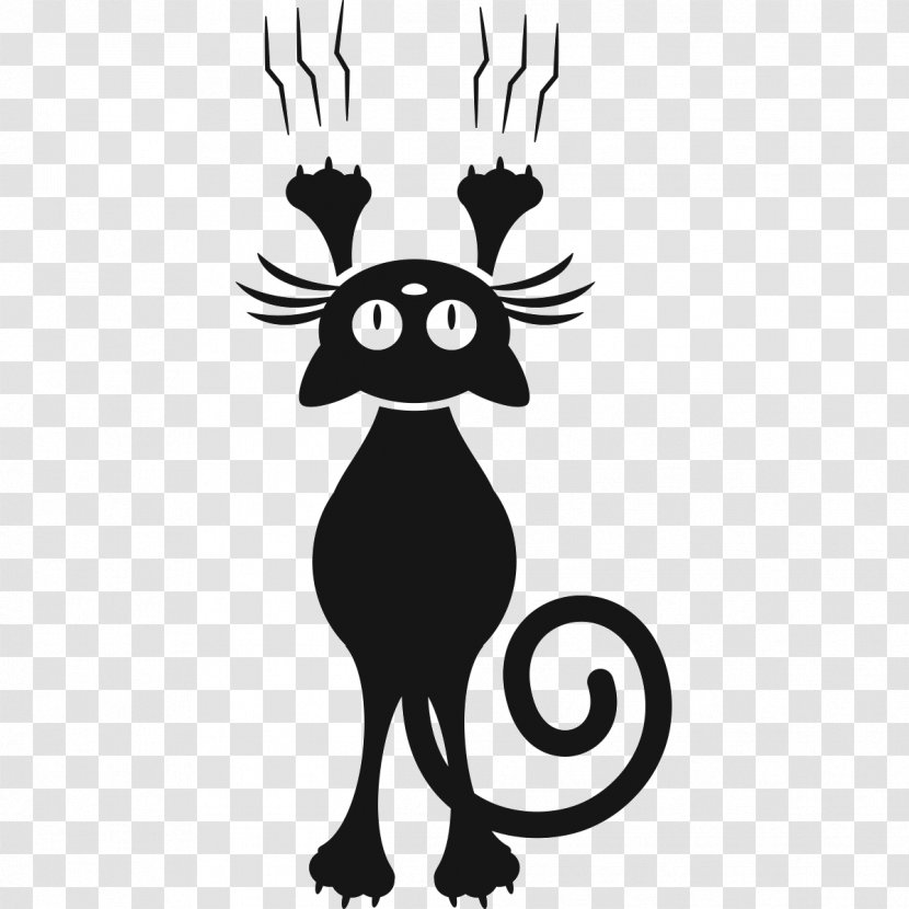 Kitten Cartoon Clip Art Black Cat Image - Antler Transparent PNG