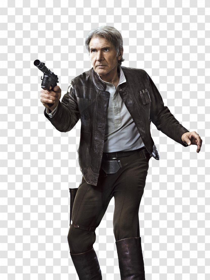Han Solo Star Wars Episode VII Harrison Ford Leia Organa Finn - Vii - Black Jacket Transparent PNG
