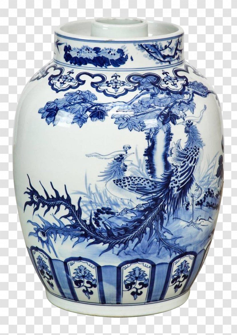 Blue And White Pottery Jingdezhen Ceramic Porcelain - Saucer - Vase Transparent PNG