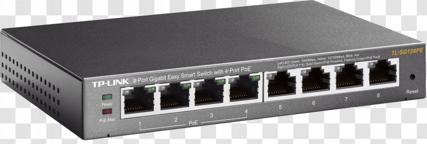Power Over Ethernet TP-Link Network Switch Gigabit Port - Crossover Cable Transparent PNG