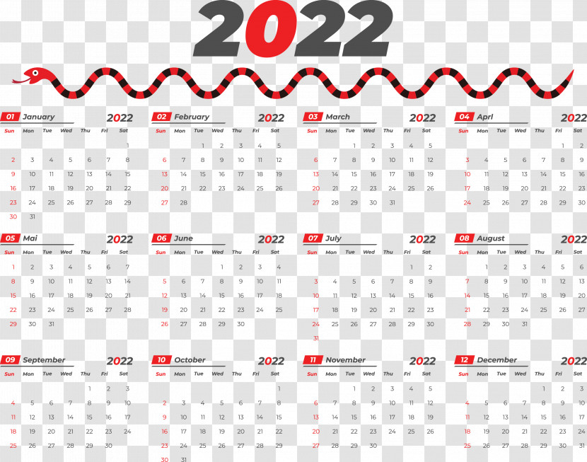 Printable Yearly Calendar 2022 2022 Calendar Template Transparent PNG
