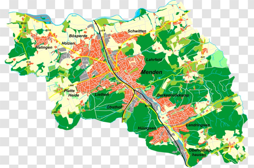 Lendringsen Brockhausen Iserlohn Asbeck Map - Urban Design Transparent PNG