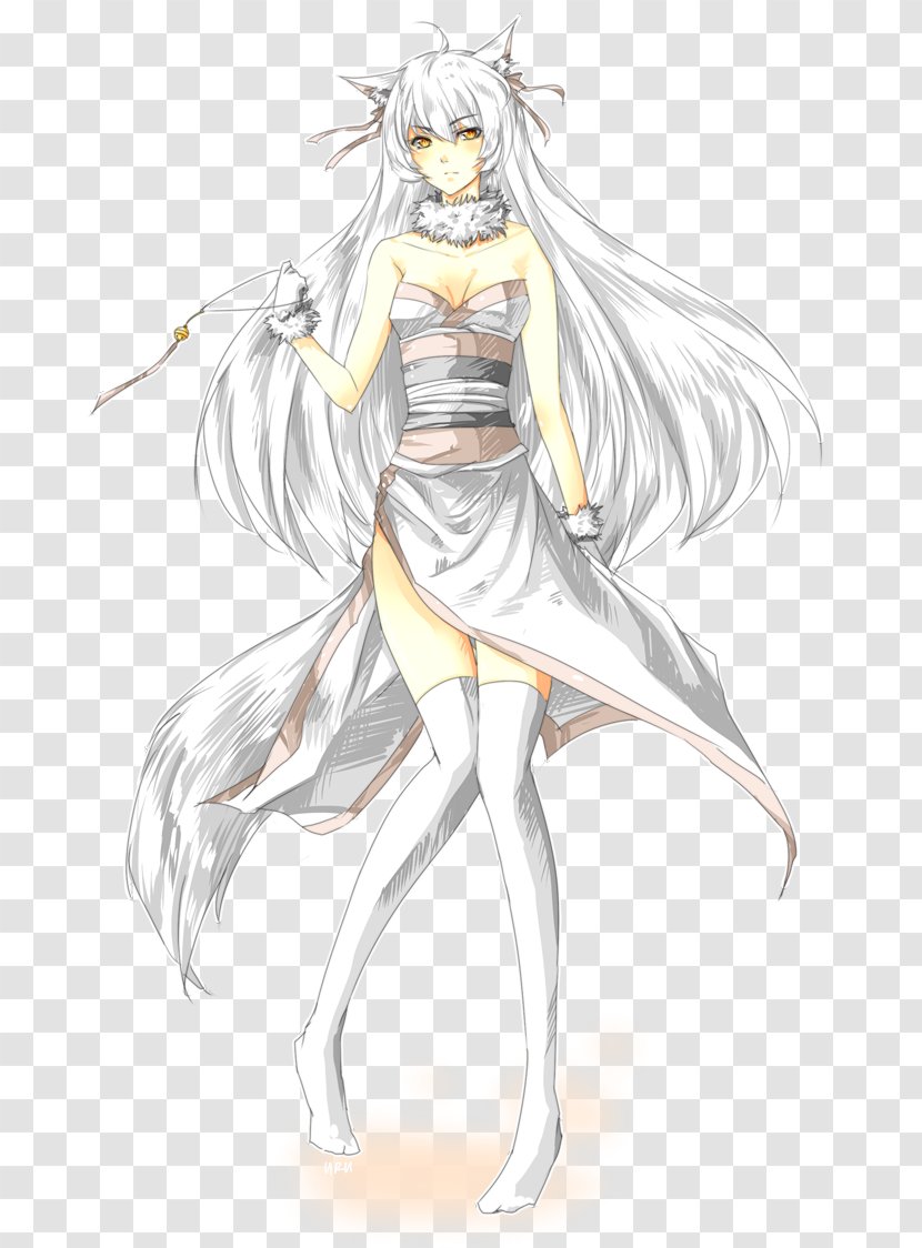 Kitsune Kurama Female Nine-tailed Fox - Silhouette - Marvel At Flowers Transparent PNG