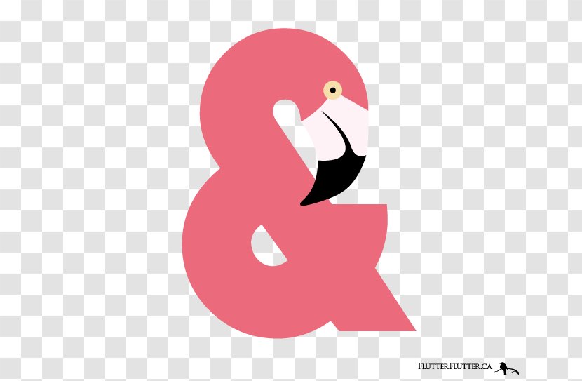 Ampersand Typography Lettering Logogram - Greater Flamingo - Butterflies Transparent PNG