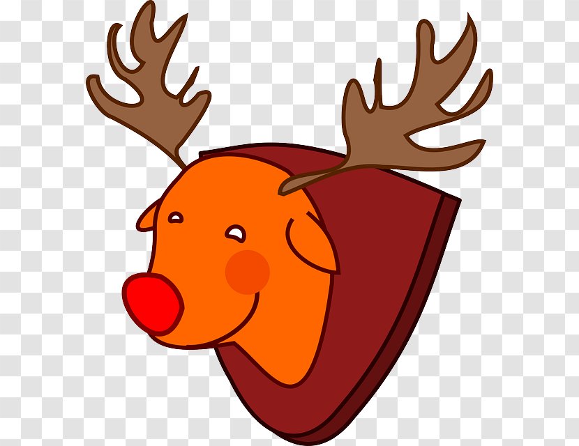 Rudolph Reindeer Santa Claus Vector Graphics - Heart - Nosecone Transparent PNG