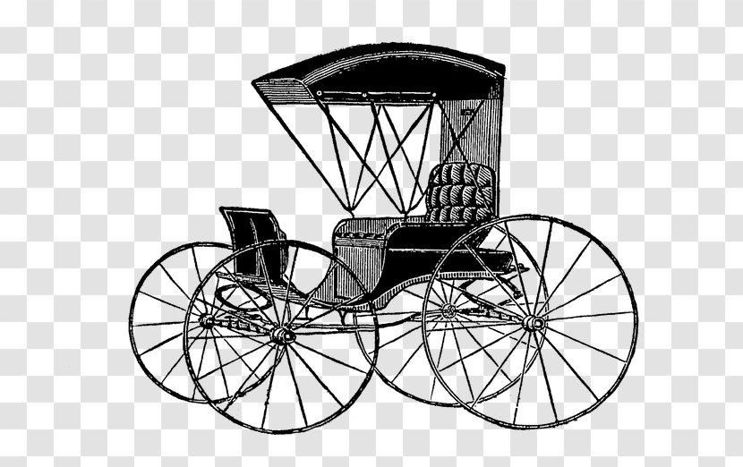 Victorian Era Vehicle - Line Art - Horse And Buggy Rickshaw Transparent PNG