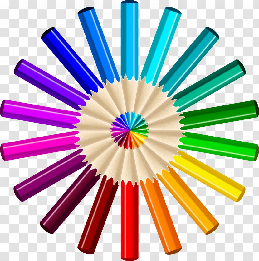Color Wheel Pen Drawing - Art - Pencils Made Of Circular Decorative Vector Transparent PNG