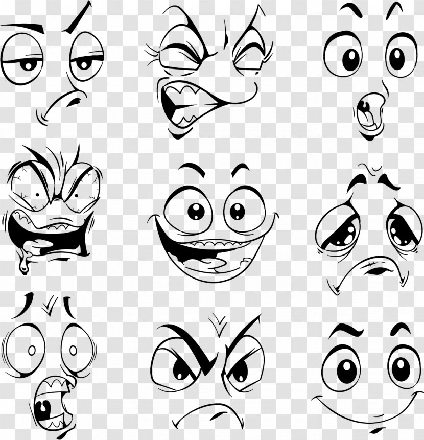 Vector Graphics Facial Expression Drawing Face - Monochrome Transparent PNG