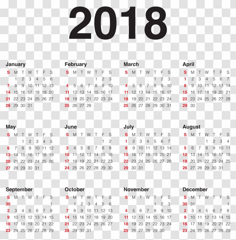 New Year Calendar Wish Party - 2018 Transparent Clip Art Image Transparent PNG