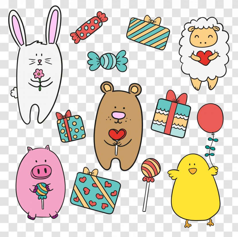 Animal Drawing Cartoon - Easter - Animals And Gifts Transparent PNG