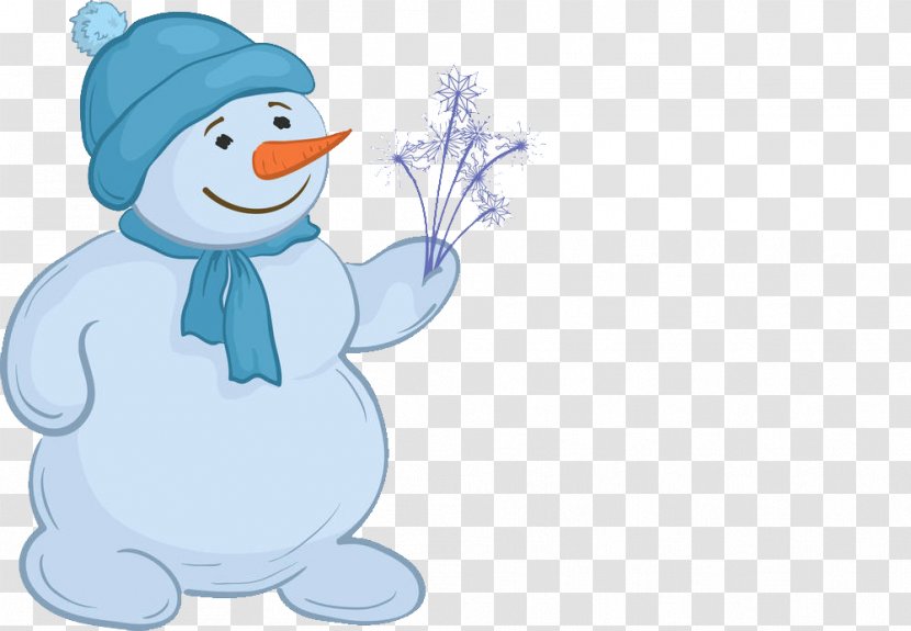 Snowman Christmas Cartoon Clip Art - Vertebrate - A With Blue Hat Transparent PNG