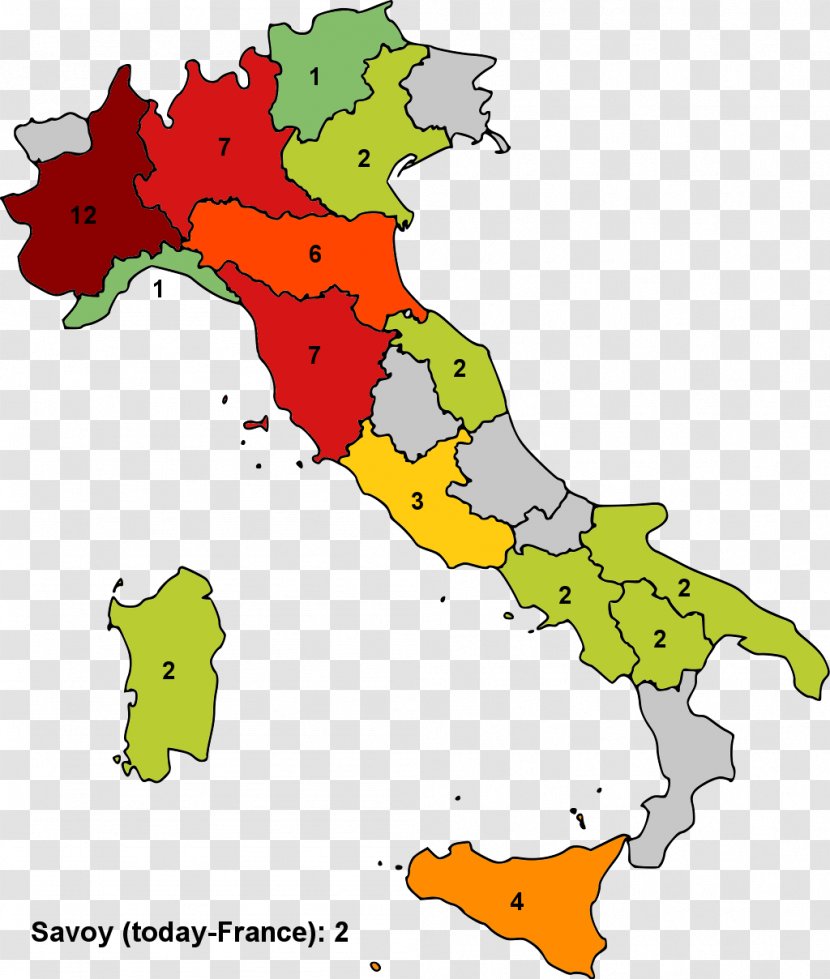 Regions Of Italy Northern Map. - Area - European Dividing Line Transparent PNG
