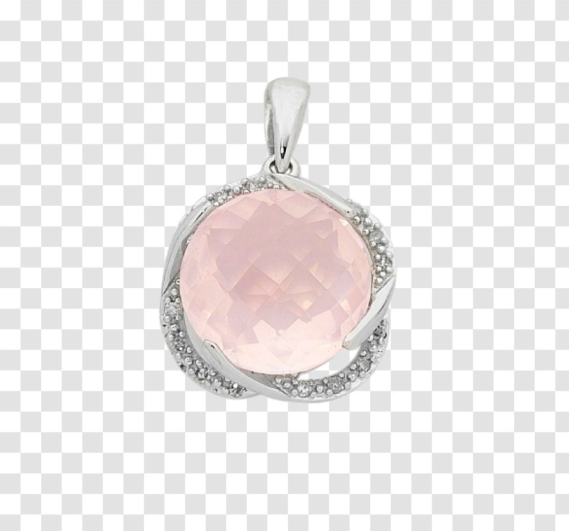 Locket Crystal Silver Diamond Peach - Rose Quartz Transparent PNG