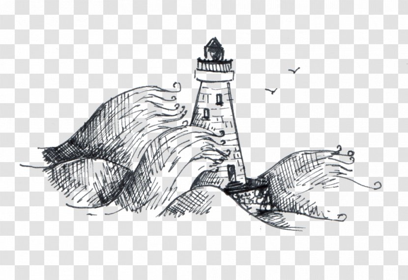 Drawing Sketch Tower Lighthouse Line Art - Bird Coloring Book Transparent PNG