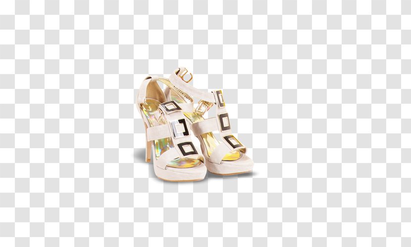Shoe Slipper White Sandal High-heeled Footwear - Highheeled - A Pair Of Sandals Transparent PNG