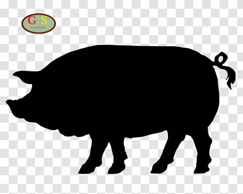 Mr. Pig's Smokehouse Silhouette Clip Art - Cattle Like Mammal - Pig Transparent PNG