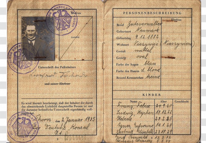 Germany Document German Passport Invasion Of Poland Transparent PNG