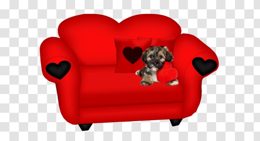 Chair Couch Fauteuil Dog Furniture - Heart - Puppy Painted Red Transparent PNG
