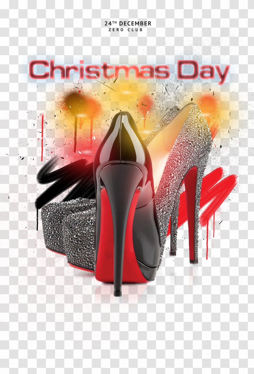High-heeled Footwear Poster Flyer - Information - Christmas Creative Black High Heels Transparent PNG