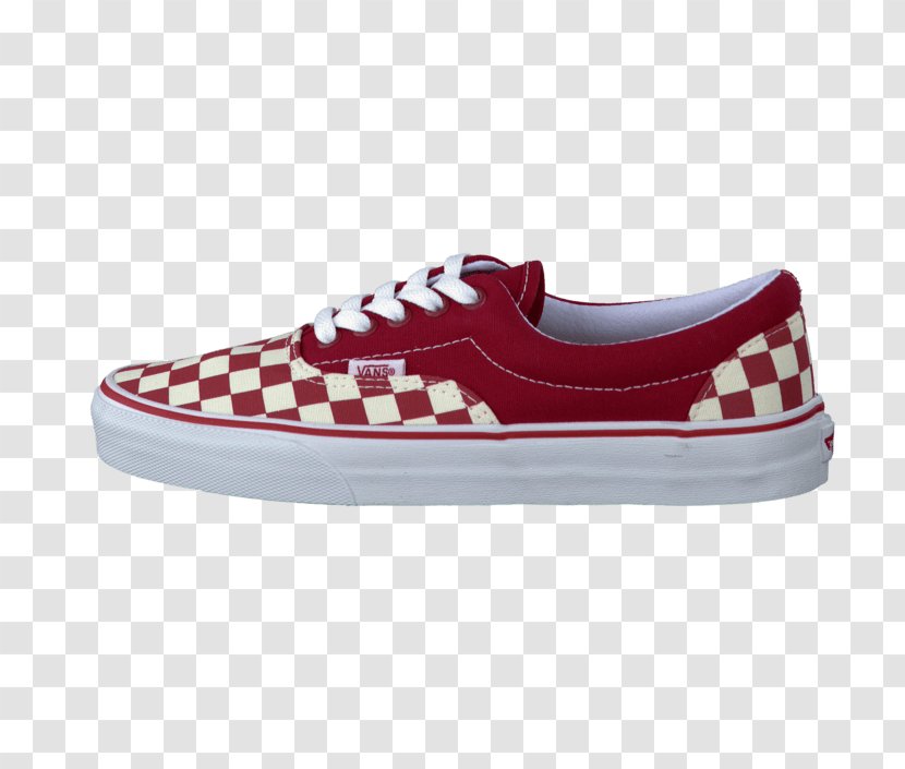 checkered vans with red