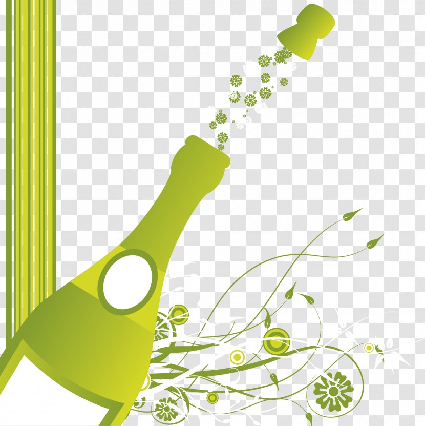 Champagne Beer Bottle - Flora - Vector Bottles Transparent PNG