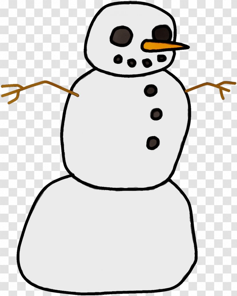 Snowman - Cartoon - Line Art Transparent PNG