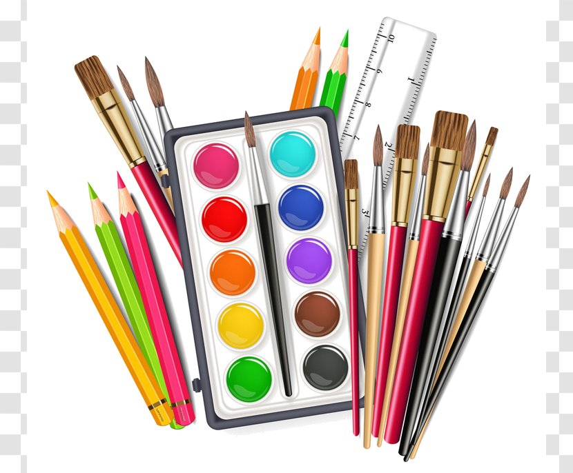 Technical Drawing Tool Colored Pencil Watercolor Painting - Paint Office Supplies Transparent PNG