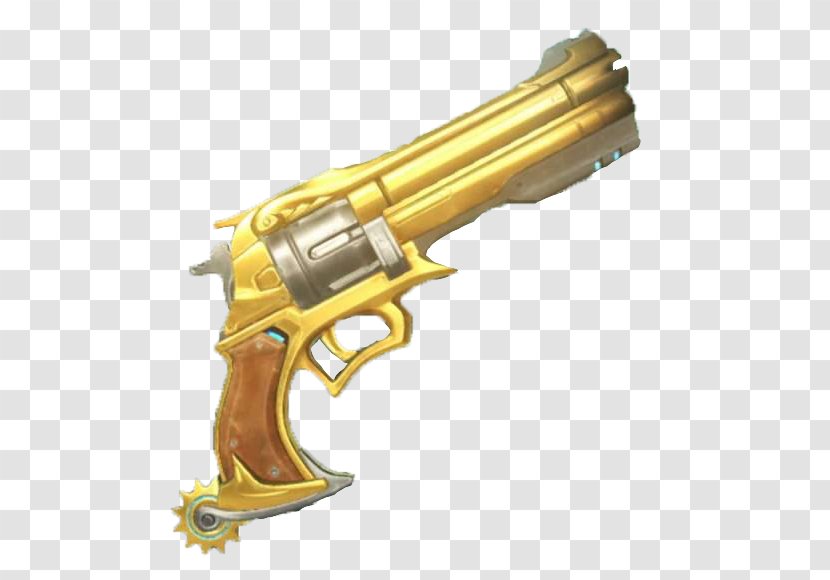 Trigger Firearm Revolver Weapon Gun - Cartoon - Gold Transparent PNG