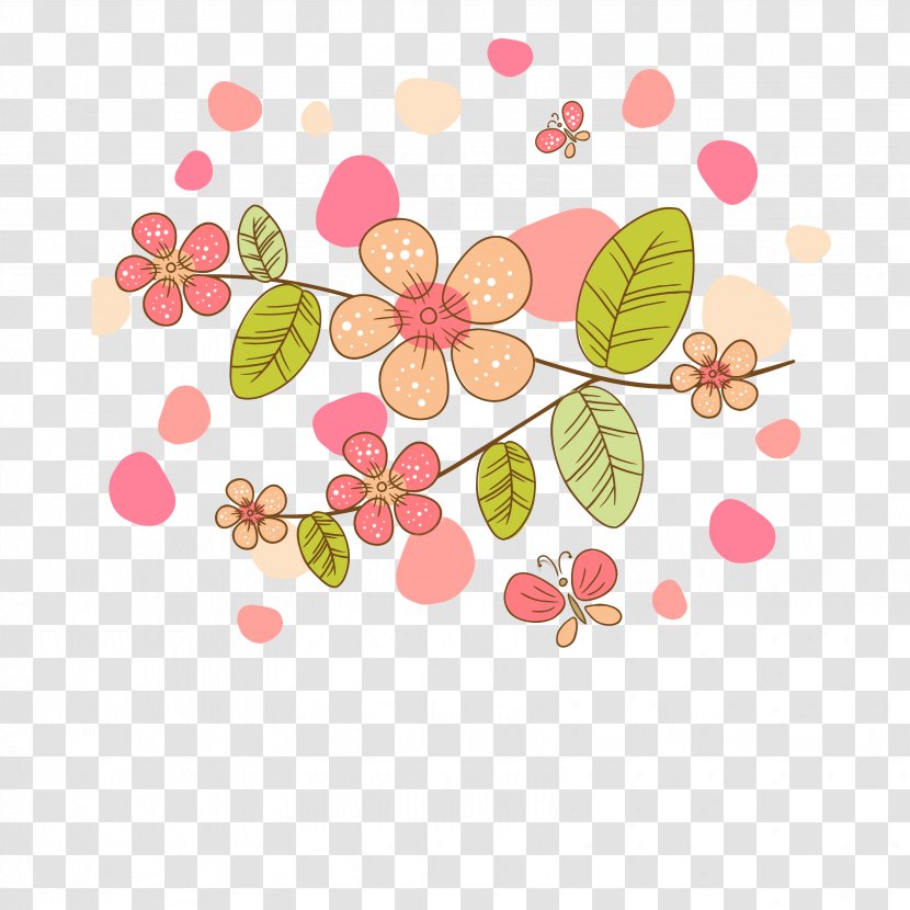 Simple Hand-painted Flowers Cartoon Butterfly Background - Birthday Cake - Pattern Transparent PNG