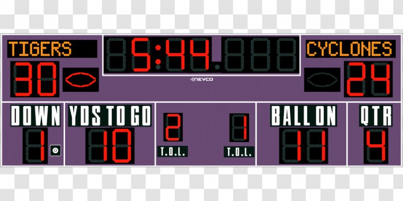 Display Device Digital Clock Scoreboard Sports Venue Font - Sport - Football Transparent PNG