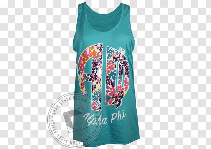 T-shirt Sleeveless Shirt Outerwear - Turquoise - Floral Monogram Transparent PNG