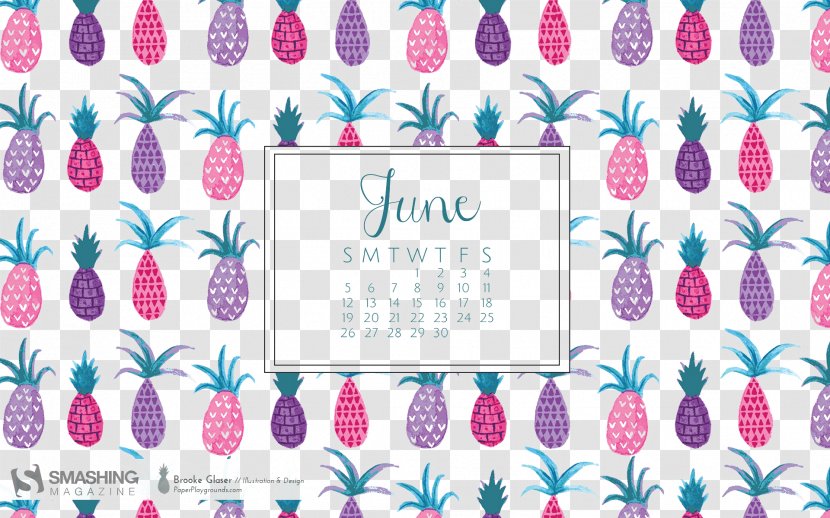 Summer Pop Calendar June Desktop Environment Wallpaper - Petal - Hand-painted Pineapple Design Patterns Transparent PNG