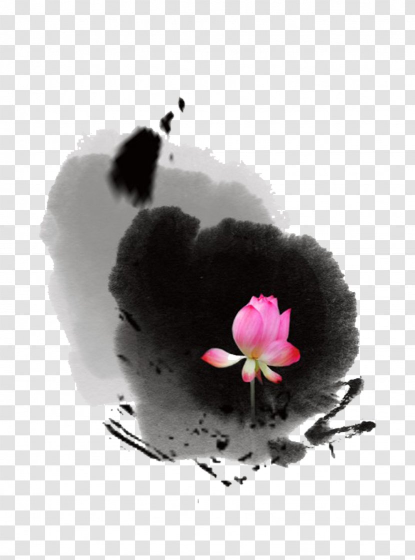 China Paper Ink Brush Poster - Chinese Characters - In Lotus Picture Material Transparent PNG