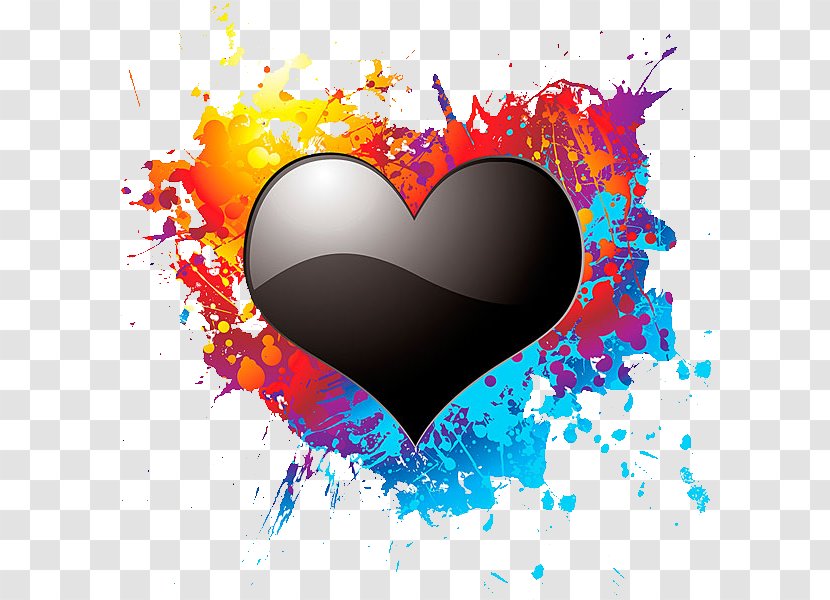 Stock Illustration Watercolor Painting Ink - Flower - Black Heart Transparent PNG