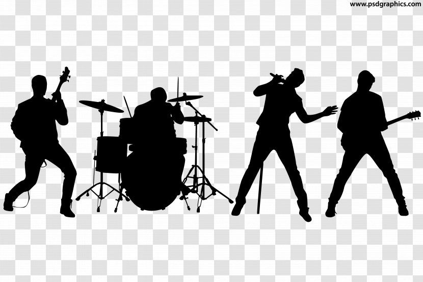 Rock Band Silhouette Musical Ensemble - Watercolor Transparent PNG